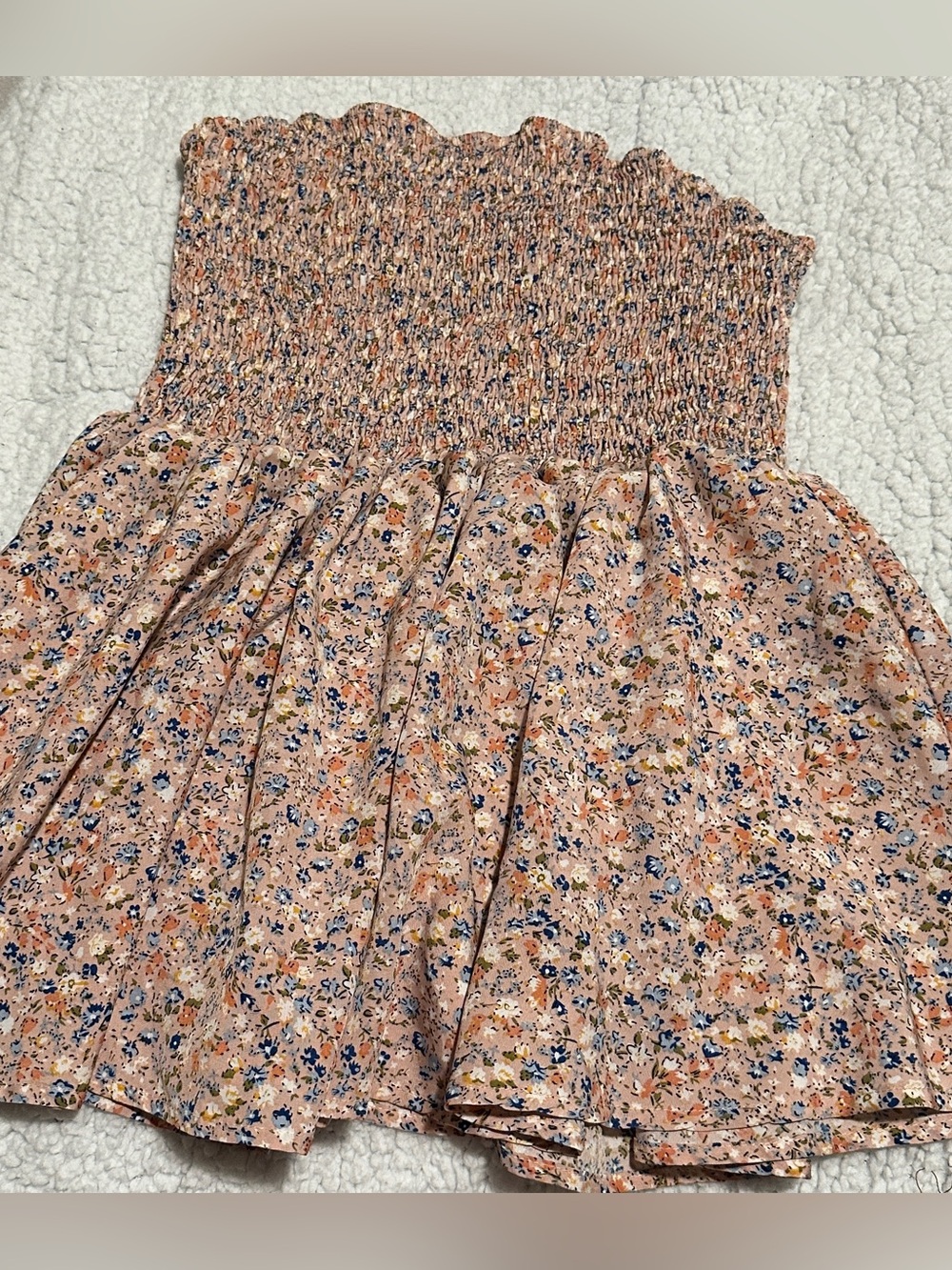 Smocked Floral Peach Tube Top Size XL